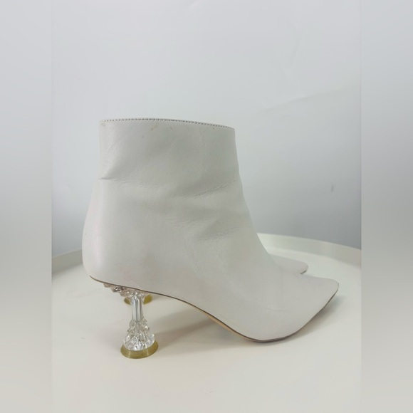 Tony Bianco Leather Glam Booties in Milk Capresso Crystal Heel White Cream 6 - Picture 3 of 5